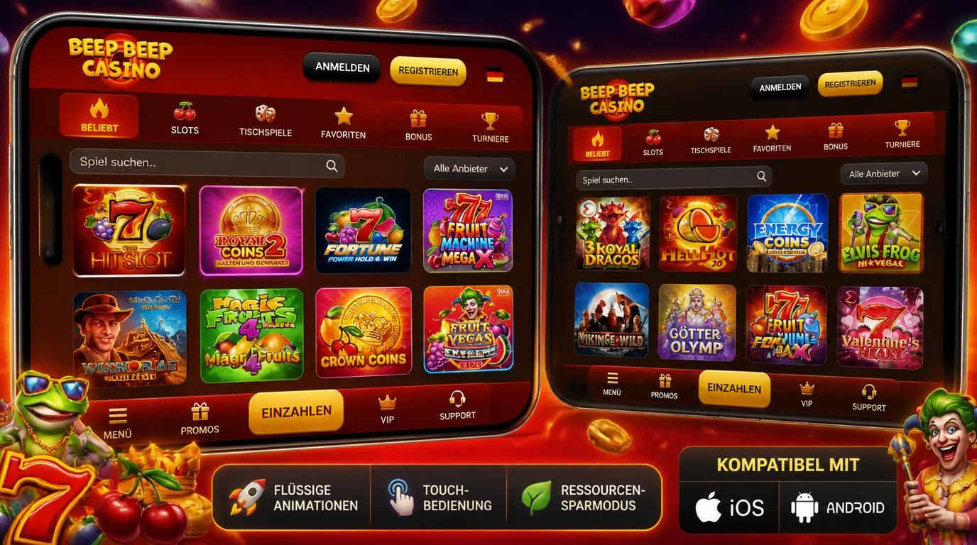 Smartphone und älteres Android nebeneinander mit Casinointerface